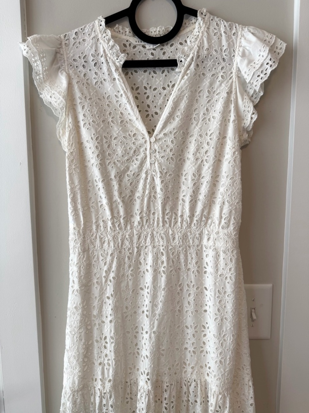 Veronica Beard Satori Eyelet V-Neck Maxi Dress with Side Slit - Picture 7 of 7